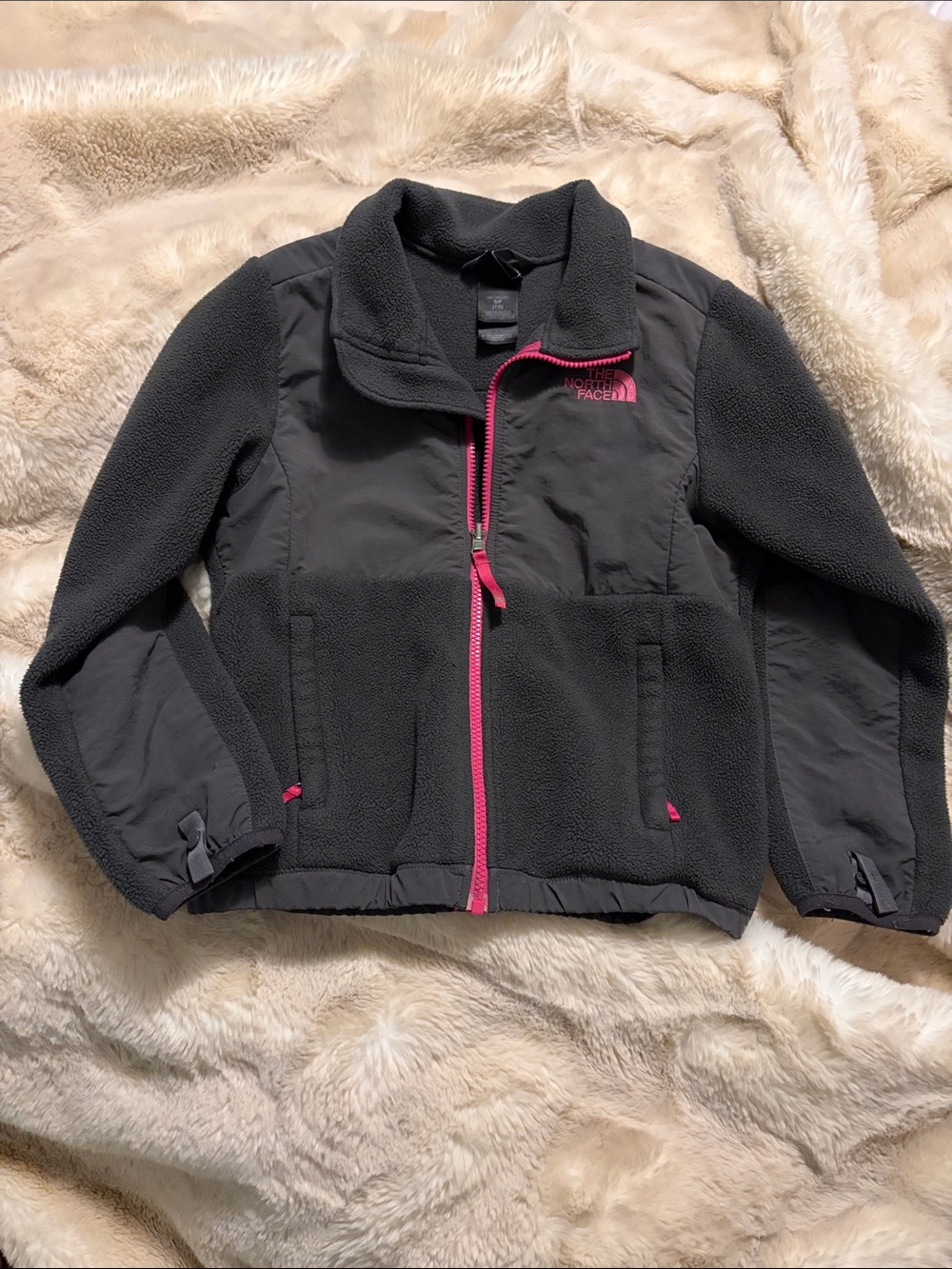 The North Face Charcoal Fleece Jacket with Pink Accents